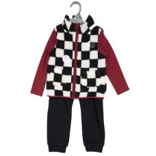 G11742TOD: Boys Borg Printed Gilet, Top & Jog Pant Outfit (2-4 Years)