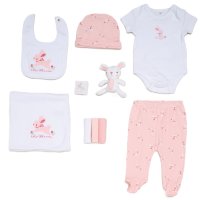 G11744: Baby Girls Bunny 10 Piece Mesh Bag Gift Set (NB- 6 Months)