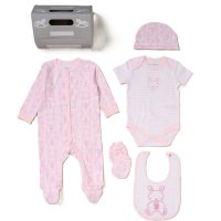 G11780NB: Baby Girls Bunny 6 Piece Mesh Bag Gift Set (NB-6 Months)
