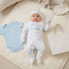 G11815NB: Baby Boys Space 6 Piece Mesh Bag Gift Set (NB-6 Months)
