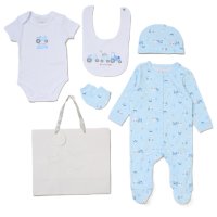 G11820NB: Baby Boys Farm 6 Piece Mesh Bag Gift Set (NB-6 Months)