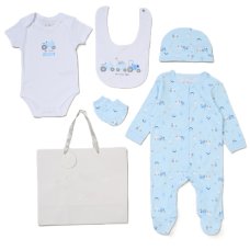 G11820NB: Baby Boys Farm 6 Piece Mesh Bag Gift Set (NB-6 Months)