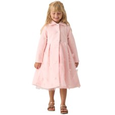 G11844TOD: Girls Jacket & Dress With Tulle Applique Butterflies & Bow Hair Clips (2-5 Years)