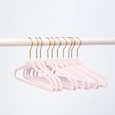 G11913: 10 Pack Velvet Hangers With Gold Hook- Pink