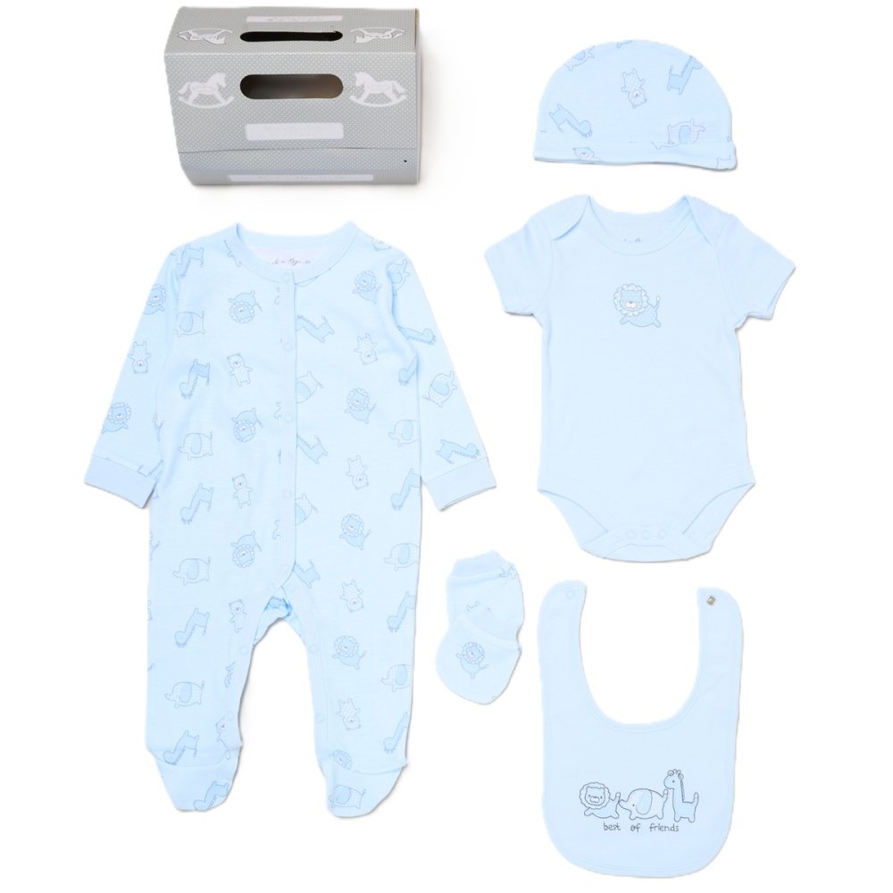 G11998NB: Baby Boys Jungle 6 Piece Mesh Bag Gift Set (NB-6 Months) G11998NB: Baby Boys Jungle 6 Piece Mesh Bag Gift Set (NB-6 Months)