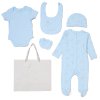 G12001NB: Baby Boys Elephant 6 Piece Mesh Bag Gift Set (NB-6 Months)