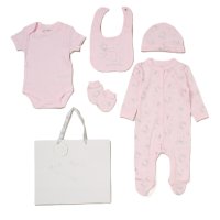 G12009NB: Baby Boys Elephant 6 Piece Mesh Bag Gift Set (NB-6 Months)