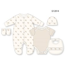 G12014NB: Baby Unisex Rocking Horse 6 Piece Mesh Bag Gift Set (NB-6 Months)