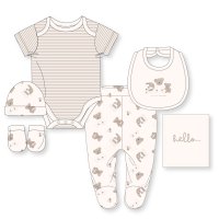 G12021: Baby Unisex Bears 6 Piece Mesh Bag Gift Set (NB-6 Months)