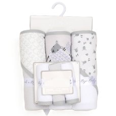 G12382: Baby Sheep 6 Piece Hooded Towels & Washcloths Bath Time Set