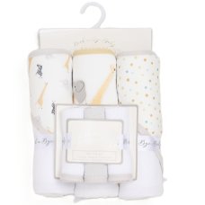 G12383: Baby Safari 6 Piece Hooded Towels & Washcloths Bath Time Set
