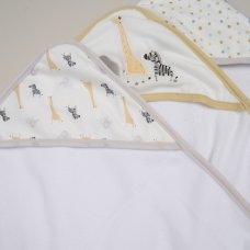 G12383: Baby Safari 6 Piece Hooded Towels & Washcloths Bath Time Set