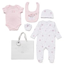 G12400NB: Baby Girls Little Love 6 Piece Mesh Bag Gift Set (NB-6 Months)