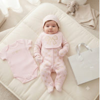 G12405NB: Baby Girls Bows 6 Piece Mesh Bag Gift Set (NB-6 Months)