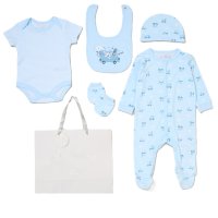 G12406NB: Baby Boys Animals 6 Piece Mesh Bag Gift Set (NB-6 Months)