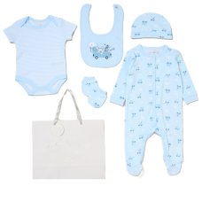 G12406NB: Baby Boys Animals 6 Piece Mesh Bag Gift Set (NB-6 Months)
