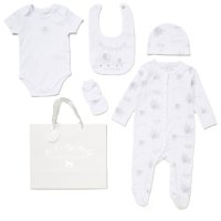 G12407NB: Baby Unisex Elephant 6 Piece Mesh Bag Gift Set (NB-6 Months)