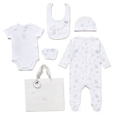 G12408NB: Baby Unisex "Hello Baby" 6 Piece Mesh Bag Gift Set (NB-6 Months)