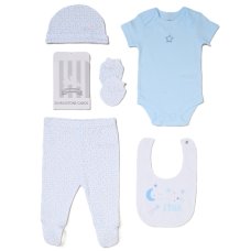 G12456: Baby Boys Little Star 6 Piece Mesh Bag Gift Set (NB-6 Months)