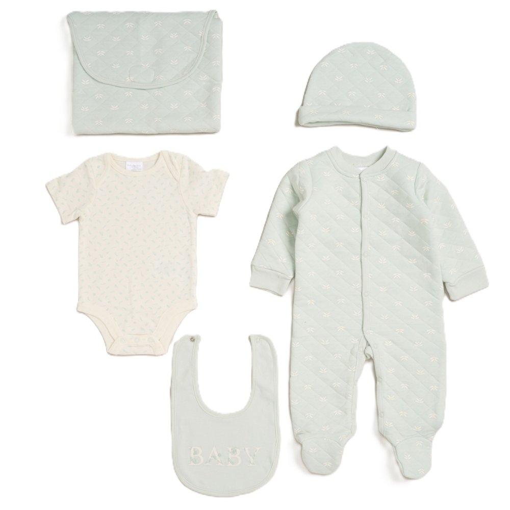 G12463NB: Baby Mint Quilted 5 Piece Mesh Bag Gift Set Including Changing Mat (NB-6 Months) G12463NB: Baby Mint Quilted 5 Piece Mesh Bag Gift Set Including Changing Mat (NB-6 Months)