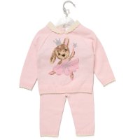 G12469NB: Baby Girls Knitted 2 Piece Outfit (0-12 Months)