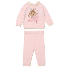G12469NB: Baby Girls Knitted 2 Piece Outfit (0-12 Months)