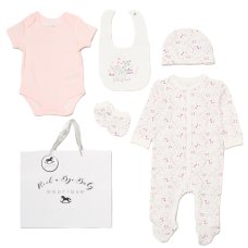 G12559NB: Baby Girls Floral 6 Piece Mesh Bag Gift Set (NB-6 Months)