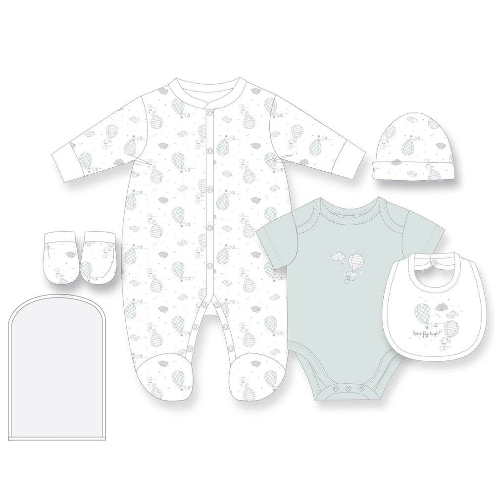 G12561NB: Baby Unisex Hot Air Balloon 6 Piece Mesh Bag Gift Set (NB-6 Months) G12561NB: Baby Unisex Hot Air Balloon 6 Piece Mesh Bag Gift Set (NB-6 Months)