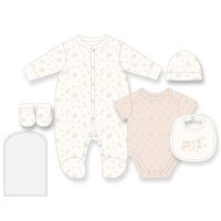 G12562NB: Baby Girls Bunny 6 Piece Mesh Bag Gift Set (NB-6 Months)
