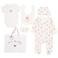 G12564NB: Baby Girls Bear Ballerina 6 Piece Mesh Bag Gift Set (NB-6 Months)