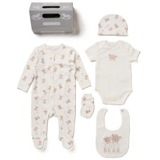 G12573NB: Baby Unisex Bear 6 Piece Mesh Bag Gift Set (NB-6 Months)