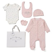 G12574NB: Baby Girls Wild Flower 6 Piece Mesh Bag Gift Set (NB-6 Months)