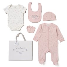 G12574NB: Baby Girls Wild Flower 6 Piece Mesh Bag Gift Set (NB-6 Months)