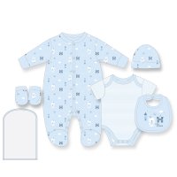 G12576NB: Baby Boys Prince 6 Piece Mesh Bag Gift Set (NB-6 Months)