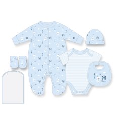 G12576NB: Baby Boys Prince 6 Piece Mesh Bag Gift Set (NB-6 Months)