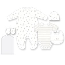 G12579NB: Baby Unisex Safari 6 Piece Mesh Bag Gift Set (NB-6 Months)