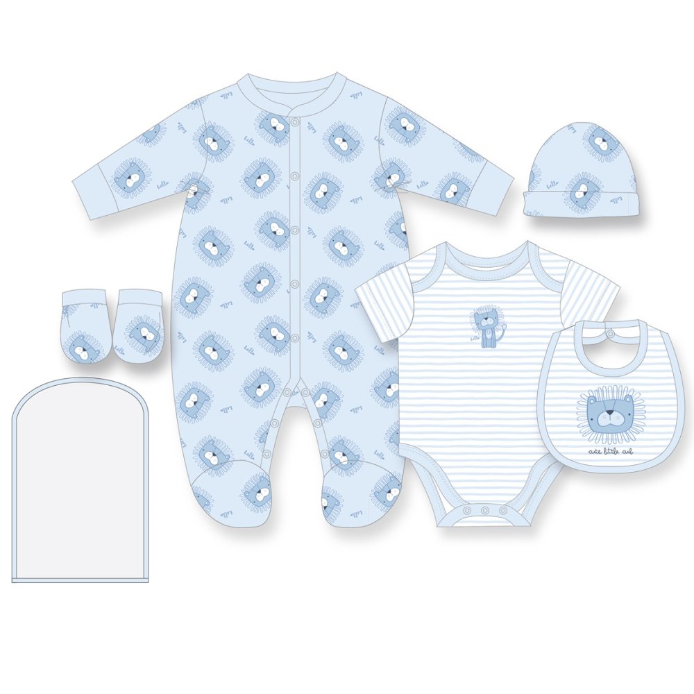 G12580NB: Baby Boys Lion 6 Piece Mesh Bag Gift Set (NB-6 Months) G12580NB: Baby Boys Lion 6 Piece Mesh Bag Gift Set (NB-6 Months)