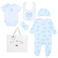 G12580NB: Baby Boys Lion 6 Piece Mesh Bag Gift Set (NB-6 Months)