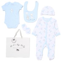 G12583NB: Baby Boys Bear & Giraffe 6 Piece Mesh Bag Gift Set (NB-6 Months)