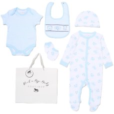 G12584NB: Baby Boys Safari 6 Piece Mesh Bag Gift Set (NB-6 Months)