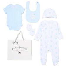 G12585NB: Baby Boys Little Prince 6 Piece Mesh Bag Gift Set (NB-6 Months)