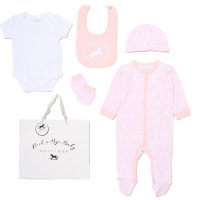G12586NB: Baby Girls Bunny 6 Piece Mesh Bag Gift Set (NB-6 Months)