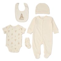 G12710: Baby Unisex Giraffe Ribbed Velour 5 Piece Gift Set (NB-6 Months)