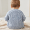 G12760NB: Baby Blue Cotton Knit Cardigan With Embroidery Detail- Hello (0-12 Months)