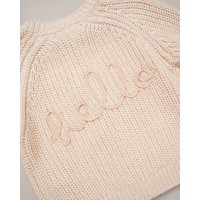 G12761NB: Baby Cream Cotton Knit Cardigan With Embroidery Detail- Hello (0-12 Months)