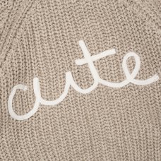 G12764NB: Baby Beige Cotton Knit Cardigan With Embroidery Detail- Cute (0-12 Months)