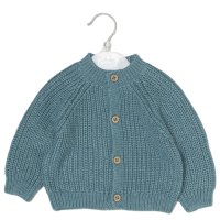 G12765NB: Baby Sage Cotton Knit Cardigan With Embroidery Detail- Cute (0-12 Months)