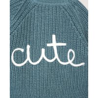 G12765NB: Baby Sage Cotton Knit Cardigan With Embroidery Detail- Cute (0-12 Months)