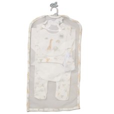 G13160NB: Baby Unisex Giraffe & Elephant 6 Piece Mesh Bag Gift Set (NB-6 Months)