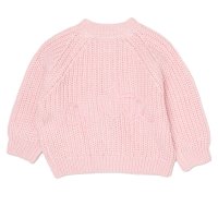 G14245NB: Baby Pink Cotton Knit Cardigan With Embroidery Detail- Cute (0-12 Months)